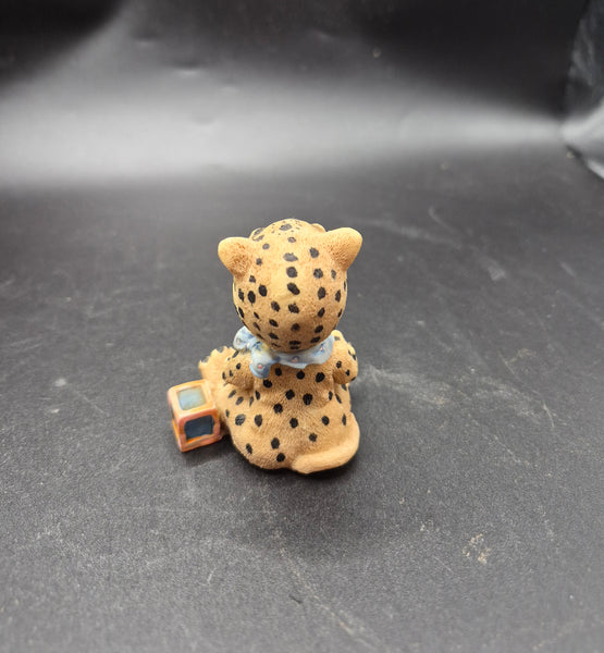 Satis‑5 Ceramic Baby in Tiger Costume with Teddy Bear  Cute Decorative Figurine