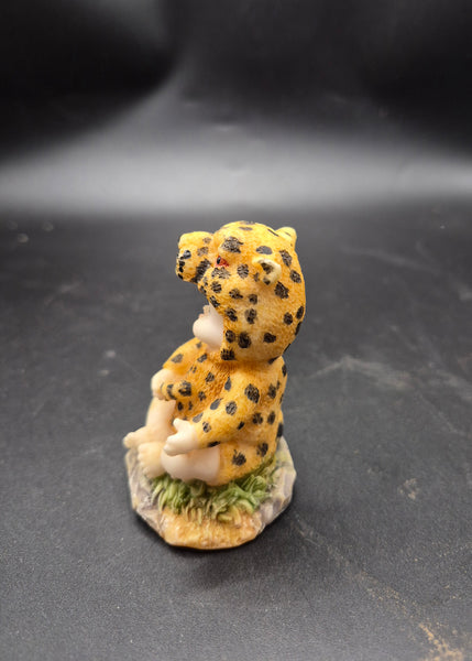Satis-5 Ceramic Baby Tiger Costume Figurine with Flowers Cute Decorative Figurine