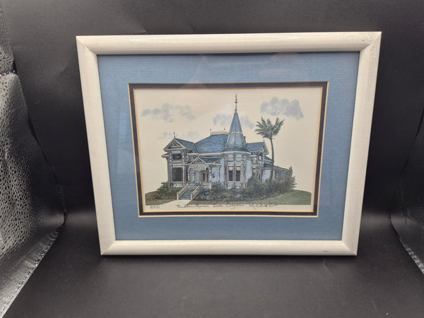 Michael Scott Kent 1983 The Stevens Mansion, Tustin CA Ink / Watercolor Framed Art