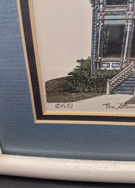 Michael Scott Kent 1983 The Stevens Mansion, Tustin CA Ink / Watercolor Framed Art