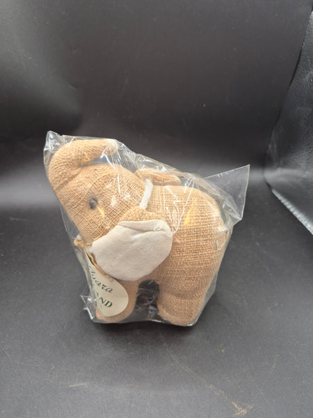 Brand New Iyara Handmade Thailand Tan Hemp Cotton Elephant Decor Figurine