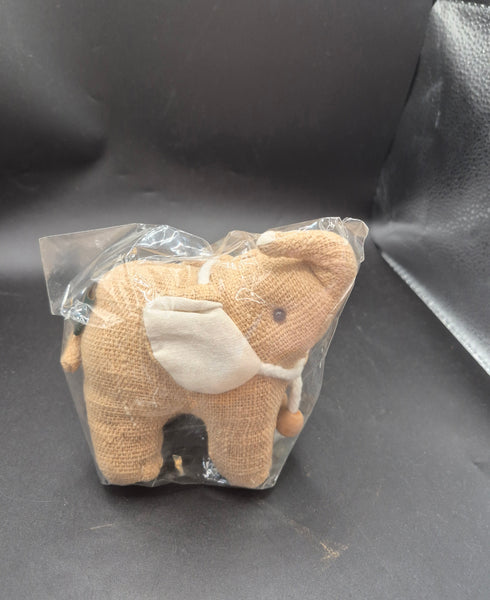 Brand New Iyara Handmade Thailand Tan Hemp Cotton Elephant Decor Figurine