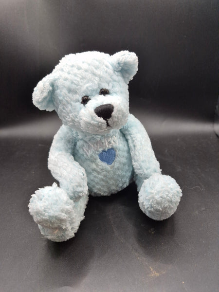 March M&M Blue Teddy Bear Plush Stuffed Animal Heart Embroidered Soft Toy