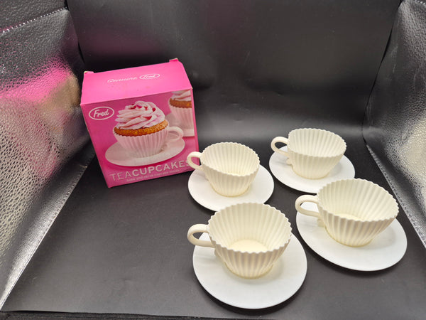 Fred and Friends Teacup Cupcake Molds Silicone Baking Cups Set Fun Kitchen Baking
