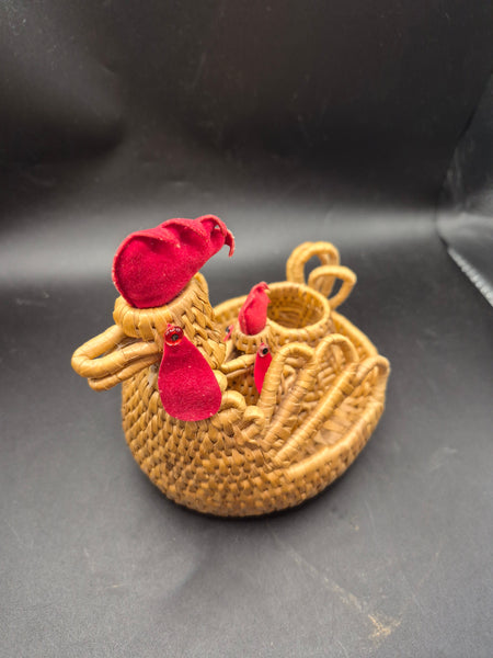 Vintage Handwoven Weave Farmhouse 2-Pc Rooster Set