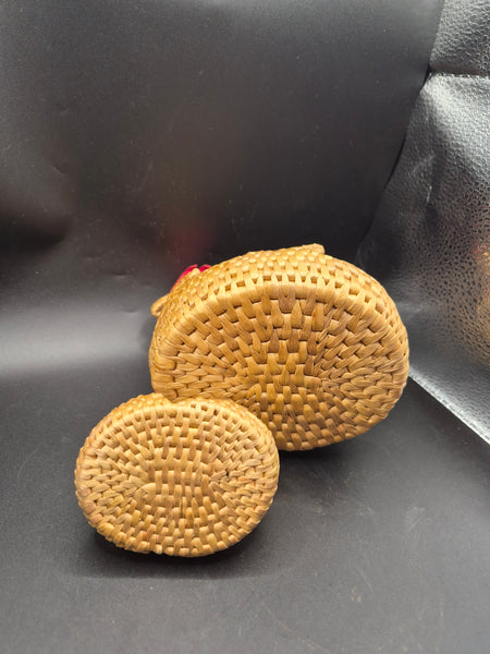 Vintage Handwoven Weave Farmhouse 2-Pc Rooster Set