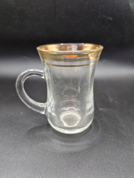Set of Six 5oz Gold Rim Vintage Tea Coffee Cups Elegant Tableware Barware Set Lot