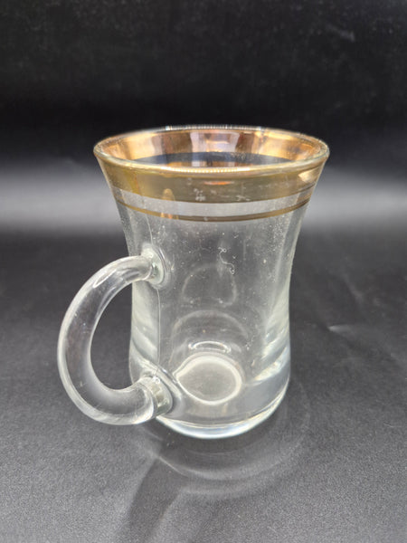 Set of Six 5oz Gold Rim Vintage Tea Coffee Cups Elegant Tableware Barware Set Lot