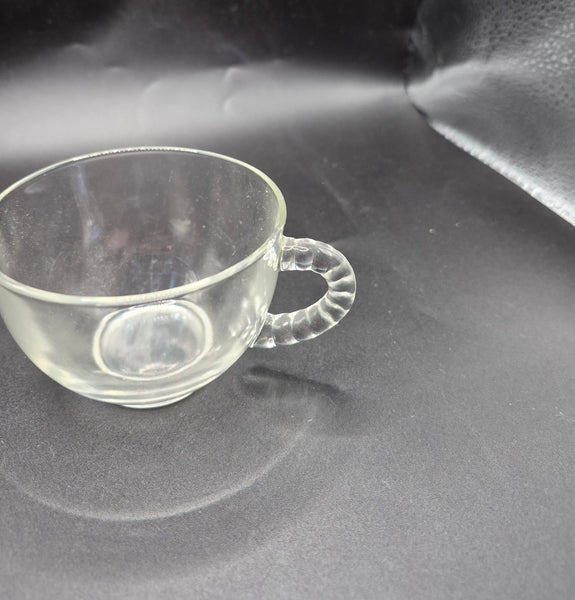 8-Pc Vintage ANCHOR HOCKING Fan Snack Plate & Cups