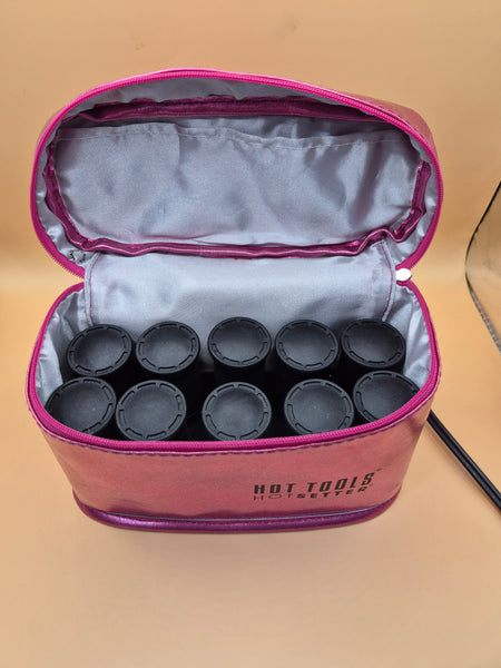 HOT TOOLS HOT SETTER 10 Count Curlers w/ Clips & Portable Pink Case