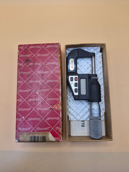 Starret 731 Outside Digital Micrometer With Inspection Certificate & Wrench