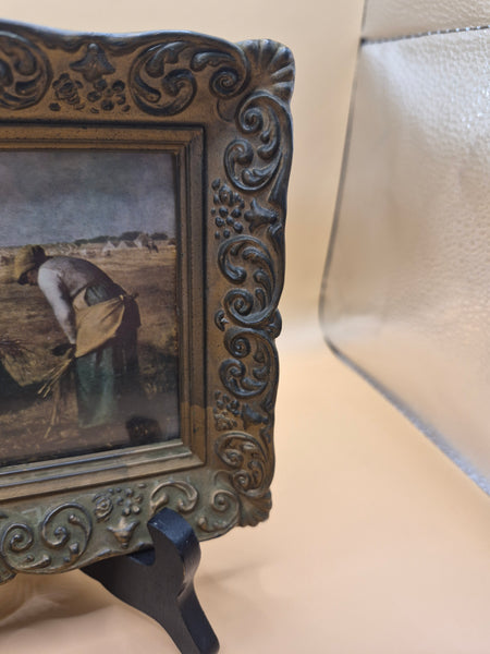 The Gleaners Vintage Gold Plastic Frame Rural Farm Harvest Scene Wall Artwork Art