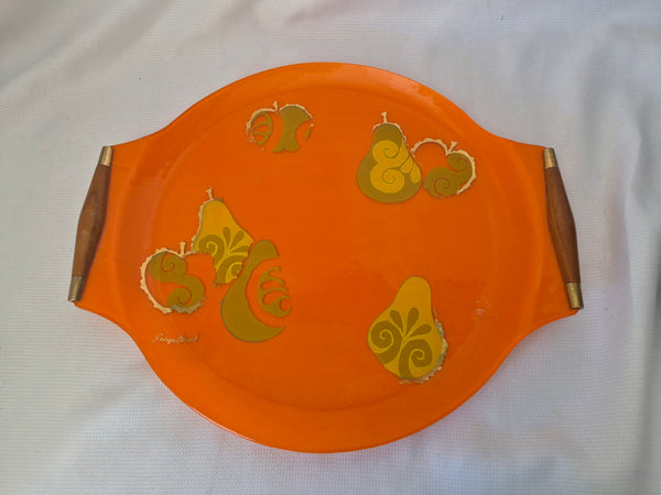 Vintage Mid-Centrury 1960's Orange Glass Serving Tray; Georges Briard # 44513