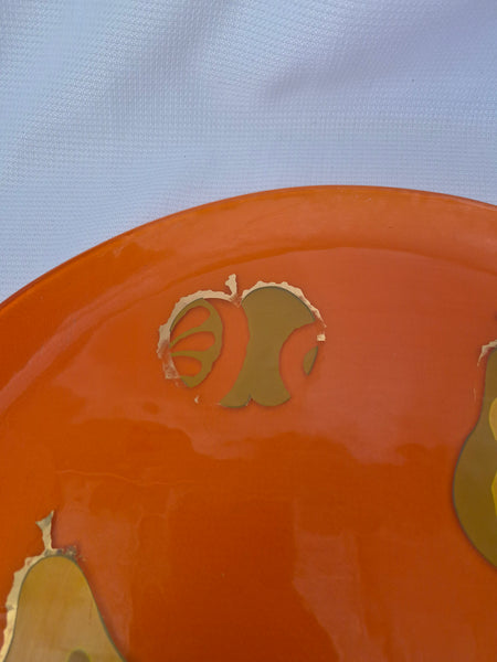 Vintage Mid-Centrury 1960's Orange Glass Serving Tray; Georges Briard # 44513