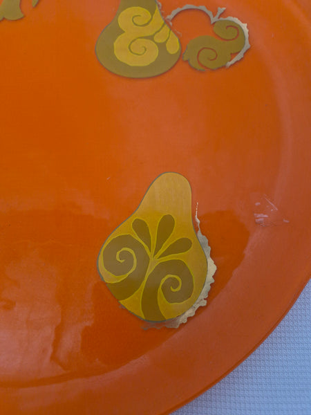Vintage Mid-Centrury 1960's Orange Glass Serving Tray; Georges Briard # 44513