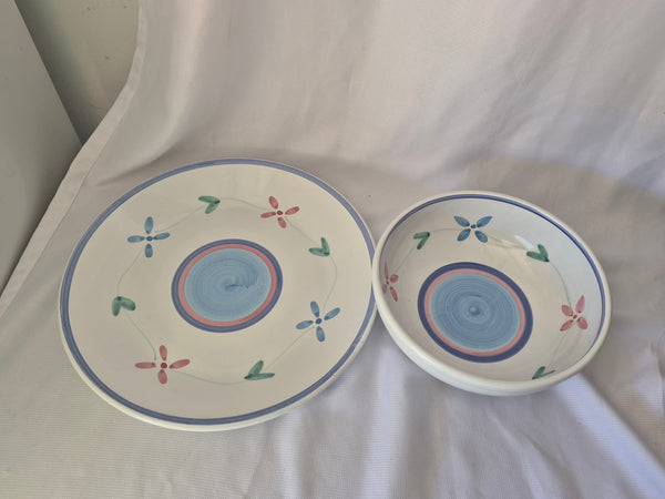 Set of 2 Caleca Barbara Italian Serving Platter Bowl Tableware Entertaining Set