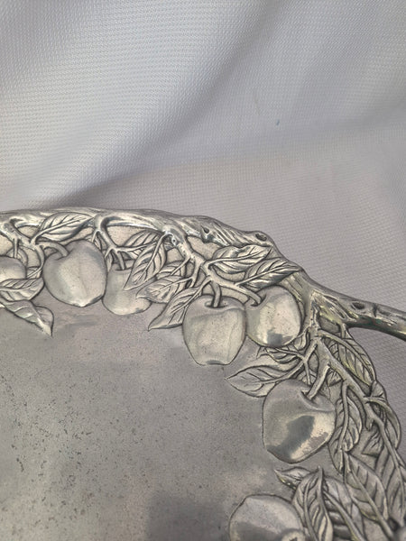 1989 ARTHUR COURT 17" Vintage Oval Pewter Apple Serving Tray