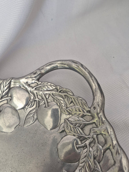 1989 ARTHUR COURT 17" Vintage Oval Pewter Apple Serving Tray