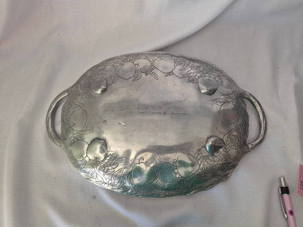 1989 ARTHUR COURT 17" Vintage Oval Pewter Apple Serving Tray