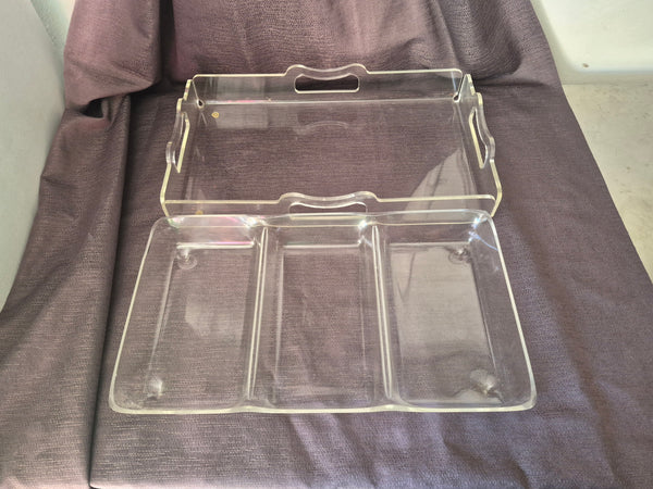 Vintage Grainware Acrylic 2-Piece Clear Serving Tray