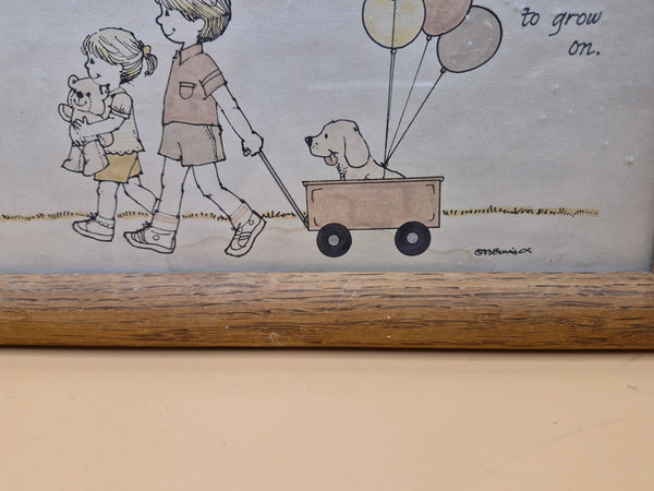 Vintage Rare Happiness Is Homemade Framed Nursery Picture Wall Art Decors Sign
