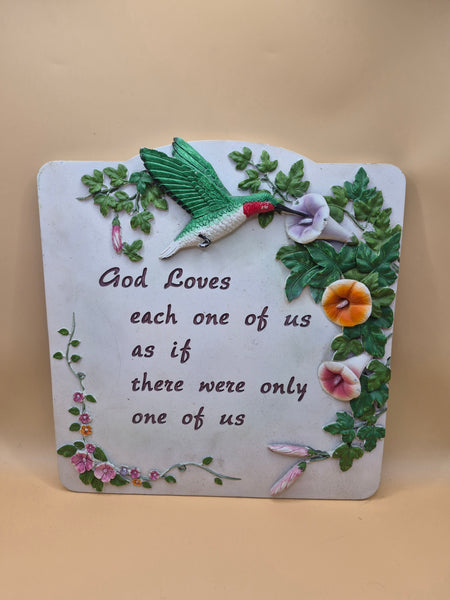 God Loves Colorful Stone Ceramic Hanging Plaque Religious Wall Decor Inspirational