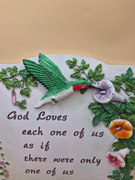 God Loves Colorful Stone Ceramic Hanging Plaque Religious Wall Decor Inspirational