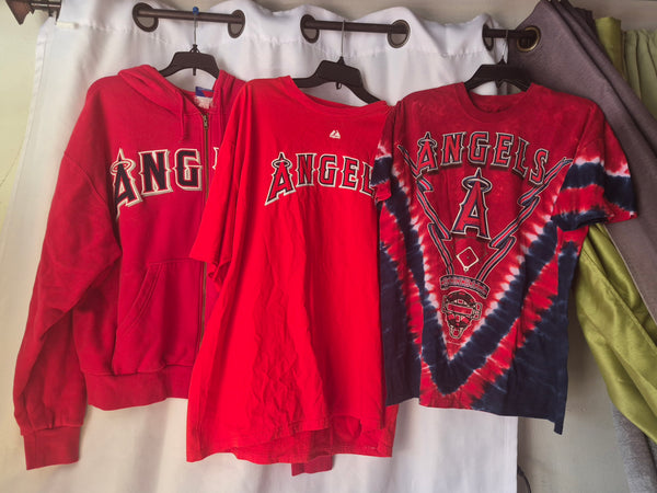 Los Angeles Angels MLB Majestic Hoodie Tie Dye Shirt Bag Blanket Fan Bulk Lot