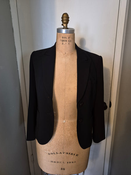 Size 10 TALBOTS Women's Pleated Vintage Black Blazer