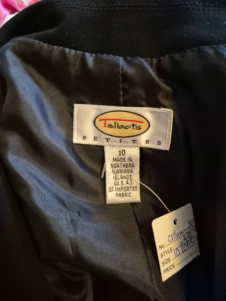 Size 10 TALBOTS Women's Pleated Vintage Black Blazer