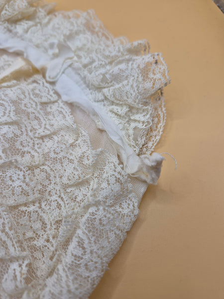 Handmade Vintage White Lace & Ribbon Bonnet