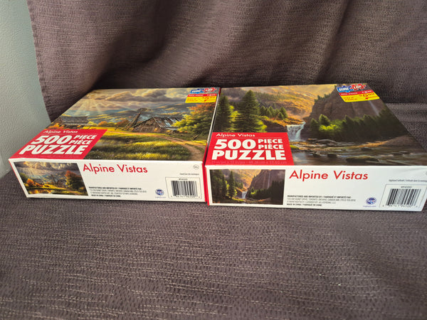 Set of Two Brand New 500 Piece Alpine Vistas Puzzles
