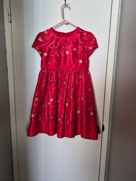 Girls Size Large Unbranded Red Floral Dress