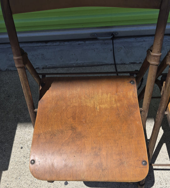 Pair of 2 Vintage Mid Century Folding Metal Chairs