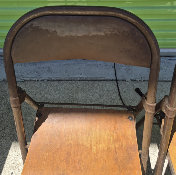 Pair of 2 Vintage Mid Century Folding Metal Chairs