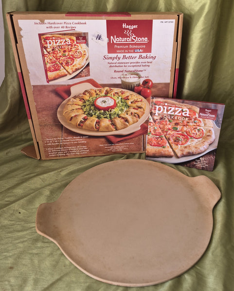 HAEGER 15" Round Natural Pizza Stone w/ Stone Handles