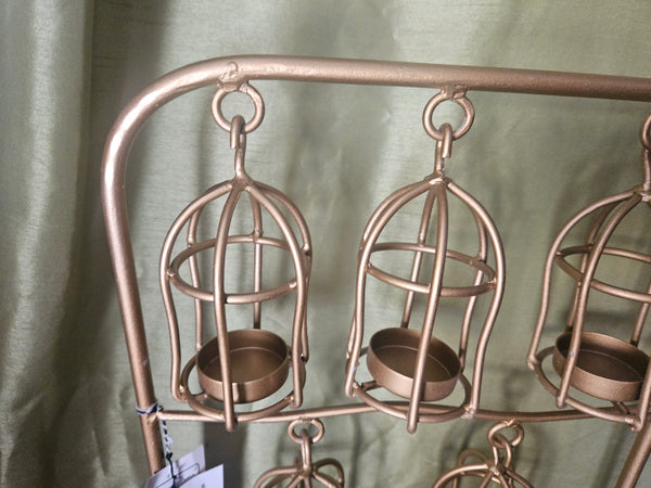 Brand New Bird Cage Style LILLIAN VERNON Gold 5 Count Hanging Candle Holder Stand