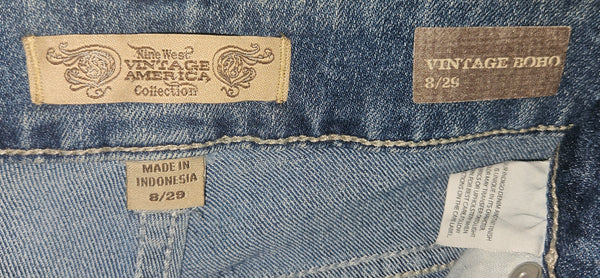 NINE WEST Vintage America Collection Womens Size 8 29 Boho Jeans Blue Denim