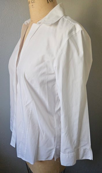 Brand New FOXCROFT Size 18 White Dress Shirt Womens Button Front Long Sleeve Top