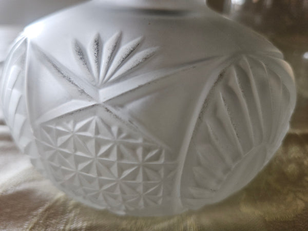 Vintage 1960's Clear & Frosted Glass Hurricane Oil Lamp