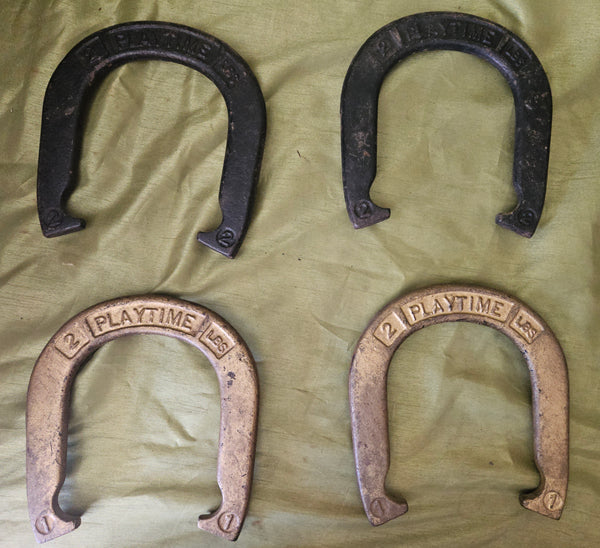 Set of 4 Vintage PLAYTIME Black & Gold Hi-Tensile Horseshoes