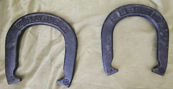 Set of 4 Vintage PLAYTIME Black & Gold Hi-Tensile Horseshoes