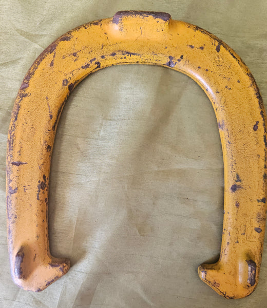 Set of 4 Vintage ROYAL ST. PIERRE Blue & Yellow Forged Steel Horseshoes