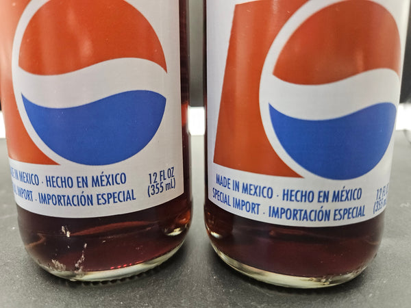 Set of 2 Made in Mexico Special Import Unopened Pepsi Bottles