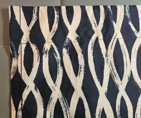 Set of 2 Curtain Panels ~ White & Blue Crisscross Pattern