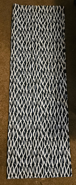 Set of 2 Curtain Panels ~ White & Blue Crisscross Pattern