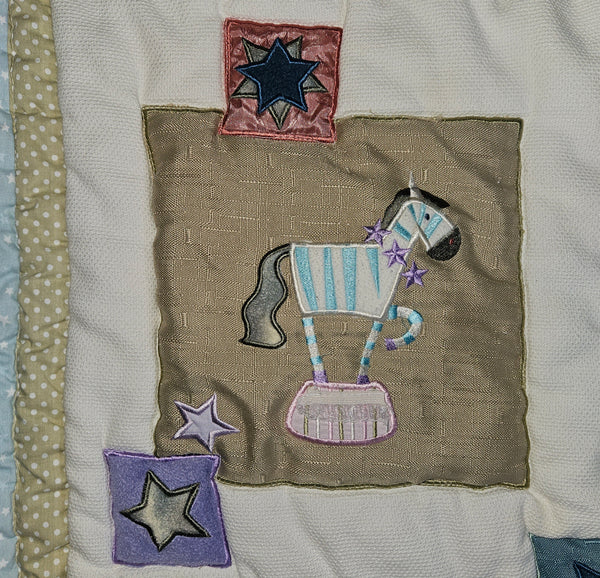 Pastel Unisex Circus Animal Infant Children's Crib Comforter (One Flaw)