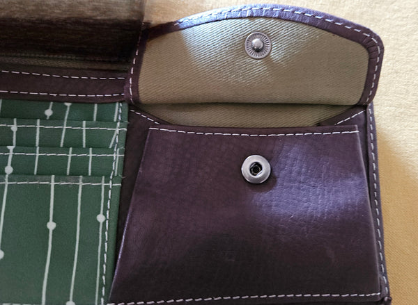 FOSSIL Brown Leather Full Size Wallet w/ Green Stitching