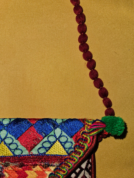 Vibrant Handcrafted Banjara Bohemian Pom Pom Patchwork Purse