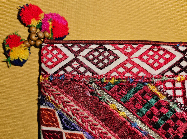 Vibrant Handcrafted Banjara Bohemian Pom Pom Patchwork Purse